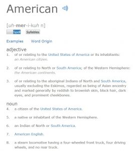 Dictionary definition of an American